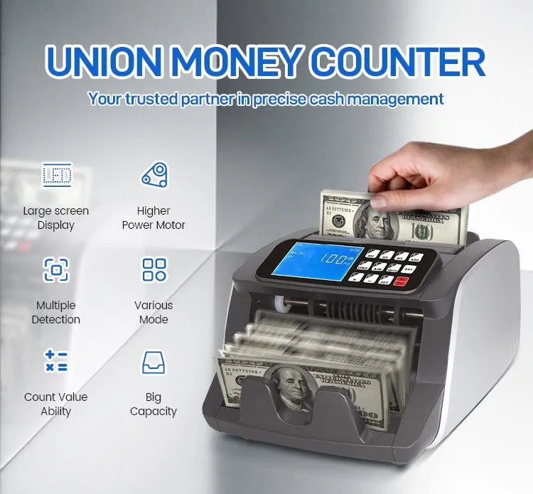 Union 0711 Handheld Handy Money Counter LED Display Currency Value Money Counter Alll Currency Bill Counters